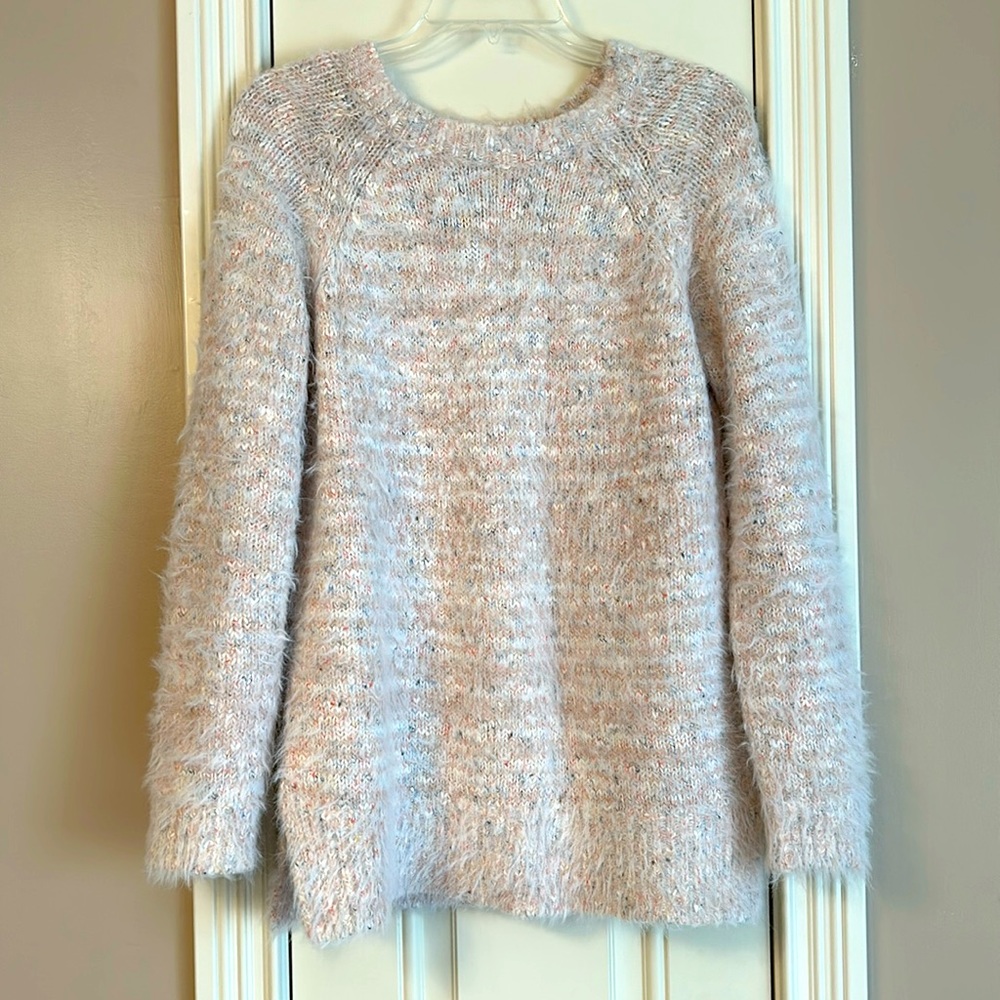 Lou & Grey pale pink confetti eyelash crew neck sweater Sz S
